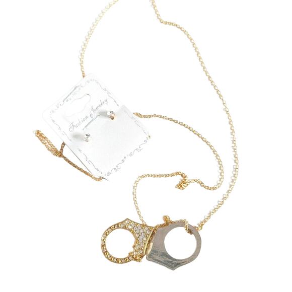Fashion Jewelry Jewelry - 2pc Fashion Handcuff Necklace + Crystal Earrings Set